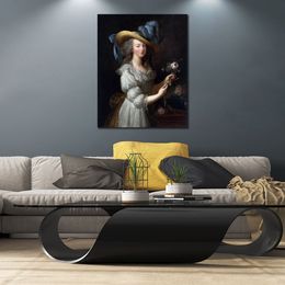 Luxurious Canvas Art Portrait Painting by Elisabeth Vigee Lebrun Marie-antoinette After 1783 Hand Painted Study Rooms Decor