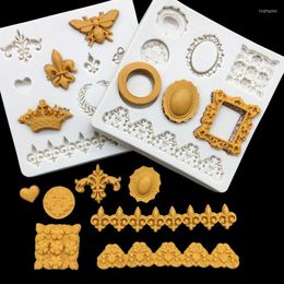 Baking Moulds Crown Butterfly Po Frame Silicone Cake Mold Sugarcraft Cupcake Fondant Decorating Tools