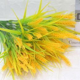 Decorative Flowers 36cm Fake Wheat Ears And Rice Artificial Plant Yellow Wedding Home Table Decoration Flower Christmas