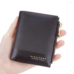 Wallets Fashion Stripe Men's Leather Wallet Vertical Male Business Card Holder Man Money Bag Slim Purse Small Zipper For Men