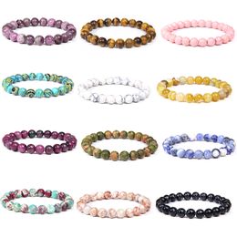 Beaded Strands 8MM Natural Stone Healing Crystal Stretch Beaded Bracelet For Men Women Jewelry