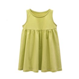 Abiti da ragazza Bambini Abito senza maniche ALINE Abiti estivi per bambini Vestiti estivi per bambini in cotone Principessa Giallo Verde 230224 230608