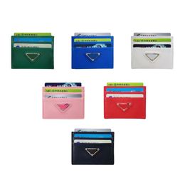 2023 Fashion Key Wallet card holders Luxury Designers square Genuine leather 3 card slots Wallets Triangle prad Coin Purse Womens mens purses Business Cards with box