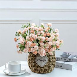 Decorative Flowers 20 Heads Silk Carnation Artificial Bouquet For DIY Wedding Party Christmas Decoration Fake Flower Rose Table Home Decor
