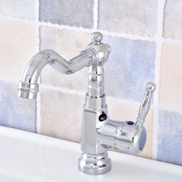 Kitchen Faucets Polished Chrome Brass Bathroom Basin Sink Faucet Mixer Tap Swivel Spout Single Handle One Hole Deck Mounted Msf635