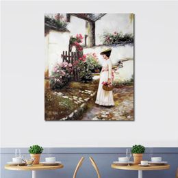 Classical Portrait Paintings by John William Waterhouse Gather Summer Flowers Hand Painted Canvas Art Reproduction High Quality