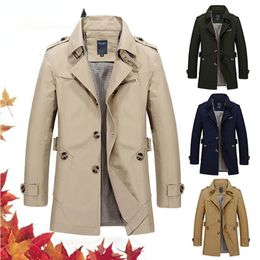 Men's Jackets Business Windbreaker Long Pure Cotton Trench Coats Casual Spring Fall Winter Fashion Suit Streetwear Blazers 2023 230608