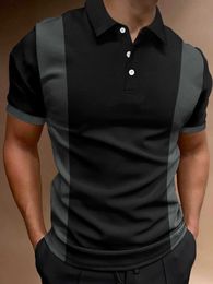 Men's short sleeved polo shirt striped T-shirt spin print striped shirt college subscriber Y Respzed 5xl