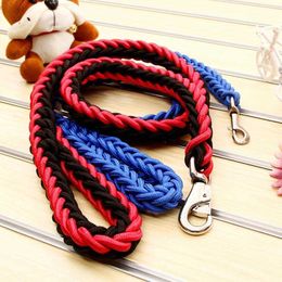 Dog Collars Leashes 12M Length Large Handknitted Leash Nylon Rope iron Buckle Pet Traction For Big breed dogs Golden Z0609