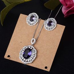 Necklace Earrings Set Funmode Fashion Austrian Purple Green Crystal Small Women Vocation Decoration FS17