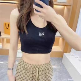 Summer Women Tops Tees tanks Party Top Embroidery Sexy Off Shoulder Black Tank Top Casual Sleeveless Backless Top Shirts Luxury Designer Solid Color Vest