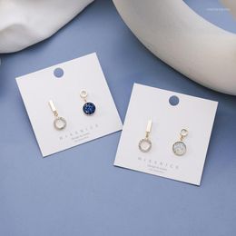 Stud Earrings 2023 Arrival Korean Style Blue Star Round Asymmetric For Women Fashion Simple Jewellery Gifts