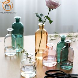 Vases Glass Vase Living Room Dried Flowers Nordic Ins Style Glass Transparent Dill Home Decoration Accessories Flower Vases For Homes 230608