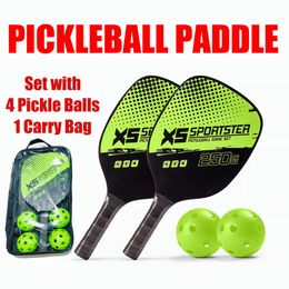 Tennis Rackets Pickleball Paddles Lightweight Set with Portable Carry Bag 4 Balls for Indoor Outdoor Exercise 230608