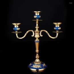 Candle Holders Vintage Metal Candlestick Holder Vertical Gold Wax Three Heads And Five Wedding Accessories Home Decoration