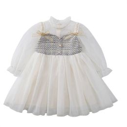 Girl Dresses Full Sleeve Party Elegant Princess Dress Kids baby Grenadine Skirt Fashion Children Clothes