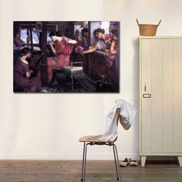 Penelope and The Suitors by John William Waterhouse Painting Handmade Canvas Art Portrait Classical Family Room Decor