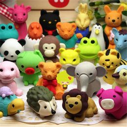 Erasers 30Pcs Creative Cute Animal Eraser Individual Package Detachable Student Prize Stationery Wholesale 230608