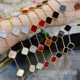 Fashion Classic 4/Four Leaf Clover Charm Bracelets Bangle Chain 18K Gold Agate Shell Mother-of-Pearl for Women&Girl Wedding Mother' Day Jewellery Women Clover Bracelet