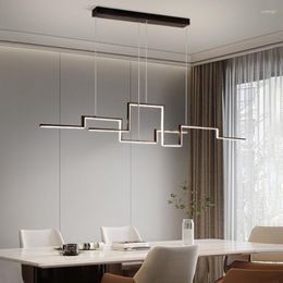Pendant Lamps Modern Simple Style LED Lamp For Dining Room Kitchen Bar Living Ceiling Chandelier Black Art Design Hanging Light