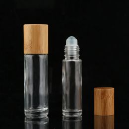 5ml 10ml Essential Oil Roll-on Bottles Clear Glass Roll On Perfume Bottle with Natural Bamboo Cap Stainless Steel Roller Ball factory outlet