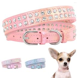 Dog Collars Bling Rhinestone Collar Shining Diamond Small Cats Dogs Crystal Glitter Puppy Chihuahua Pet Leather Necklace