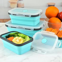 Dinnerware Sets Bento Refrigerator Container Kitchen Supplies4Pcs/Set 350/500/800/1200ML Lunch Box Microwave Safe Foldable Sealed