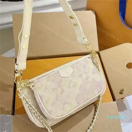 2023-Messenger Bags Handbag Purse Shoulder Cross Body Wallet Fashion Removable Metal Chain Bag Classic Letters Printing Zipper Three Piece Set Genuine Leather