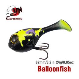 Baits Lures ESFISHING Balloonfish 82mm24g 1pcs Silicone Soft Bait Deraball with Quality Hook Pesca Artificial Fishing Lure Tackle 230608