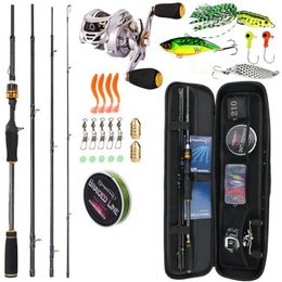 Rod Reel Combo Sougayilang 1.8 2.4m Fishing 4 Sections Carbon Fibre Casting Rod Baitcasting Freshwater Saltwater Lure Set 230609