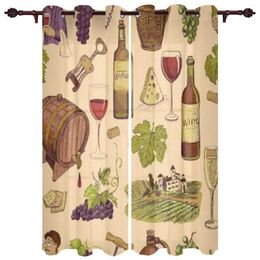 Curtain Wine Vintage Hand Drawn Sketch With Bottle Window Curtains For Living Room Kids Bedroom Modern Treatment Drapes