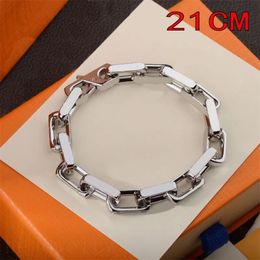 Hip hop link chain orange designer necklace for women luxury Jewellery stainless steel hiphop black plated silver mens braceletes Jewellery for women ZB005 E23