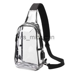 Evening Bags Clear Crossbody Man Chest Bag Brand Small Men Shoulder Bag Women Waterproof Chest Bag USB Charging Fashion Bags J230609