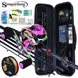 Rod Reel Combo Sougayilang 1.8m 2.4m M Power Carbon Fiber Baitcsting 5 Section and 12 1BB Left Right Hand Casting Fishing Combos Set 230609