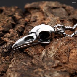 Pendant Necklaces Gothic Viking Raven Skull Necklace Stainless Steel Crow For Men Women Fashion Punk Hip Hop Jewelry