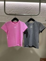 Women's T Shirts Designer Spring Summer Style Cotton Simple Color Foaming Letter Print Short Sleeved T-shirt Women Autumn 95