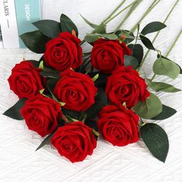Decorative Flowers 5 Pack Home El Wedding And Valentine's Day Silk Flower Vase Decoration Faux Pearl Roses With Small Flannel