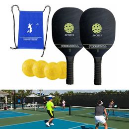 Tennis Rackets Pickleball Paddles Set 26 Holes Lightweight Wood Cushioned Grip Wooden Paddle Beginner 230608