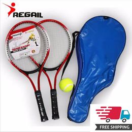 Tennis Rackets Set of 2 Kids Racket For Training Carbon Fiber Top Steel Material String With Free Ball 230608