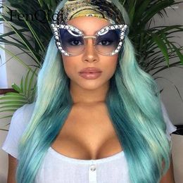 Sunglasses Oversized Cat Eye Full Diamond Fashion Female UV400 Eyeglasses Luxury Rhinestone Frames Crystal Shades For Women