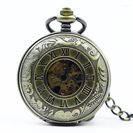 Pocket Watches 5Pcs/lot High Quality Vintage Skeleton Mechanical Watch Luminous Hand-Winding Fob Chain PJX1205