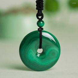 Strand Malachite Pendant Peacock Pattern Water Drop Flat Buckle Green Collarbone Chain Necklace