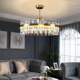 Chandeliers Modern Round Gold Crystal Chandelier Light Luxury Living Room Lamp Designer Retro Bedroom Study Restaurant Indoor Fixtures