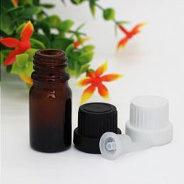 White Black Tamper Lid for 5ml Amber Glass Essense Bottles For Oils Cosmetics Eafrc