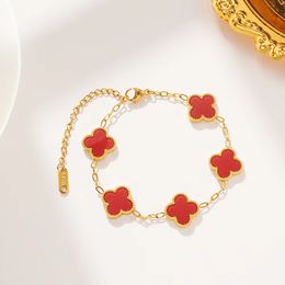 Designer-Schmuck, vierblättriges Kleeblatt-Charm-Armband, Armreif, Kette, 18 Karat Gold, Achat-Muschel, Perlmutt, für Frauen, Mädchen, Hochzeit, Muttertag, Van Cleef-Schmuck, Frauengeschenke