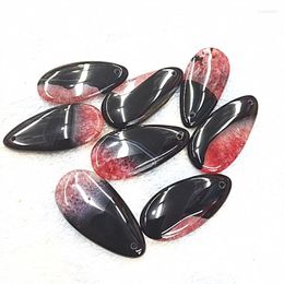 Charms 4PCS Nature Semi Precious Stone Double Colors 38X18MM For Women Pendants Making Accessories S Loose DIY Beads