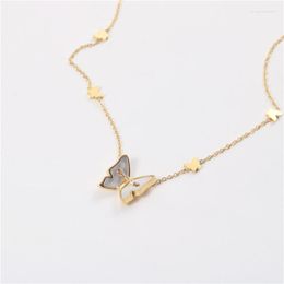 Pendant Necklaces Joolim Jewellery High End PVD Wholesale Delicate Short Butterfly Stylish Stainless Steel Necklace For Women