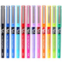 Ballpoint Pens 12PCS PILOT V5 Hi Tecpoint Stick Liquid Ink Rolling Ball Fine Point 05mm Large Capacity Assorted Colours 230608
