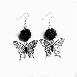 Dangle Earrings Black Cross Rose And Snake Butterfly Goth Large Trad Gothic Statement Jewelry Rock Gorgeous Fashion Women Gift