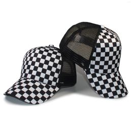 Ball Caps Chequered Black And White Fashion Hip Hop Hat Print Outdoor Cap Trucker For Men Women